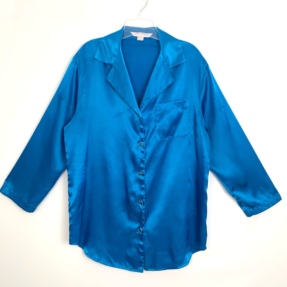 Victoria's Secret Blue Satin buttoned front Pajama Top